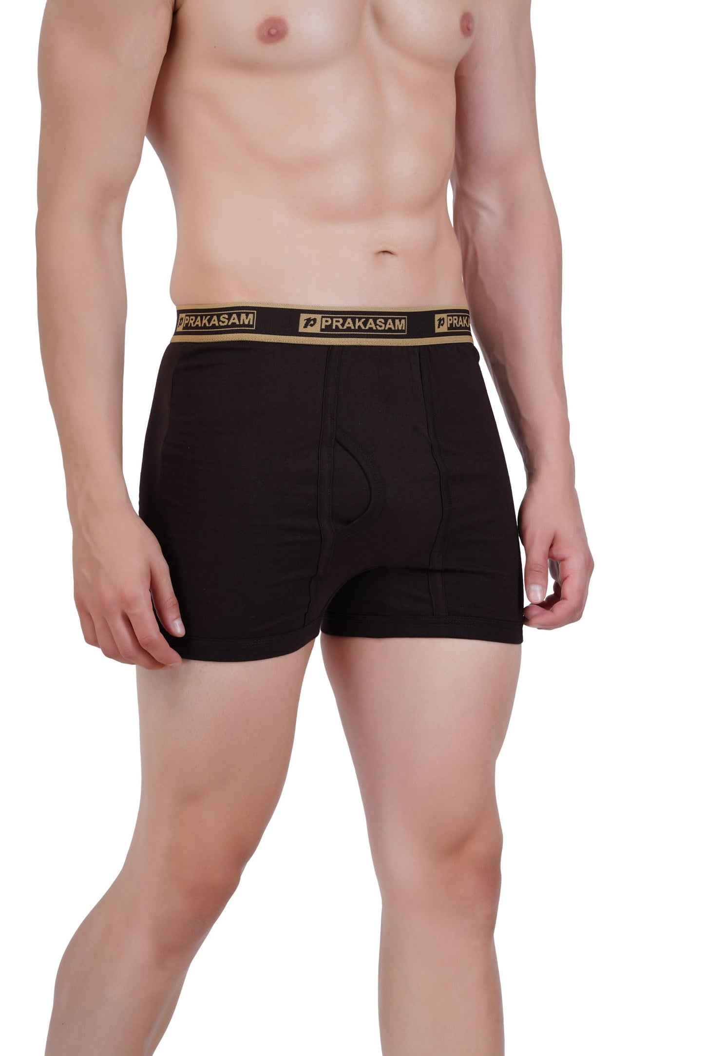 PRAKASAM COTTON -Marlow Mens 100% Pure Combed Cotton Outer Elastic Plain Trunks (Pack of 2)