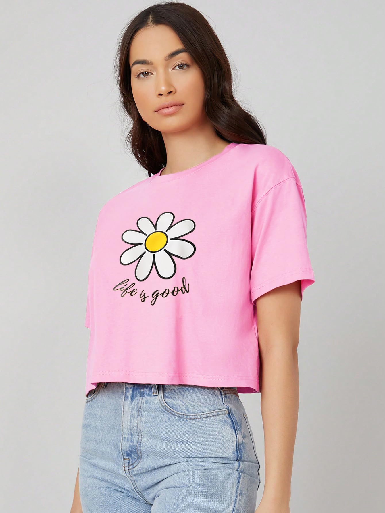 Kotty WomenS Printed, Typography Round Neck Cotton Blend T-Shirt