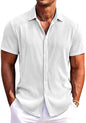 CB-COLEBROOK Mens Casual Shirts Short Sleeve Button Down Loose Fit Shirt for Men Wedding Beach Fashion Shirt (in, Alpha, L, Reg