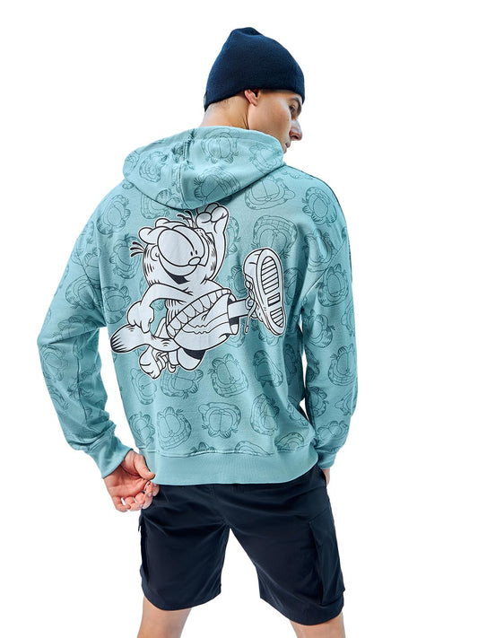 Bewakoof Official Garfield Merchandise Mens Graphic Printed Oversized Hoodie_597123_Grey_S