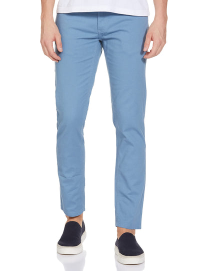 The Indian Garage Co Men Slim Fit Solid Mid-Rise Stretchable Chinos Steel Blue