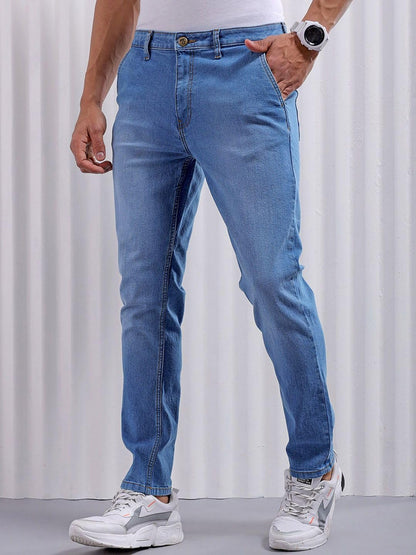 The Indian Garage Co Men Slim Fit Solid Mid-Rise Jeans Navy Blue
