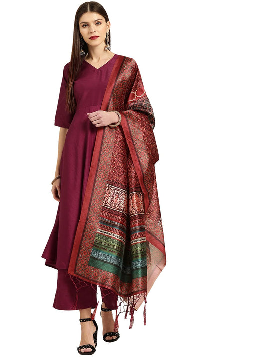 ANNI DESIGNER Women's Cotton Straight?urta with Palazzo (GSHK115)