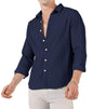 Finivo Fashion MenS Cotton Casual Striped Button Down Shirts Long Sleeve Textured Summer Beach Shirt For Men Navy