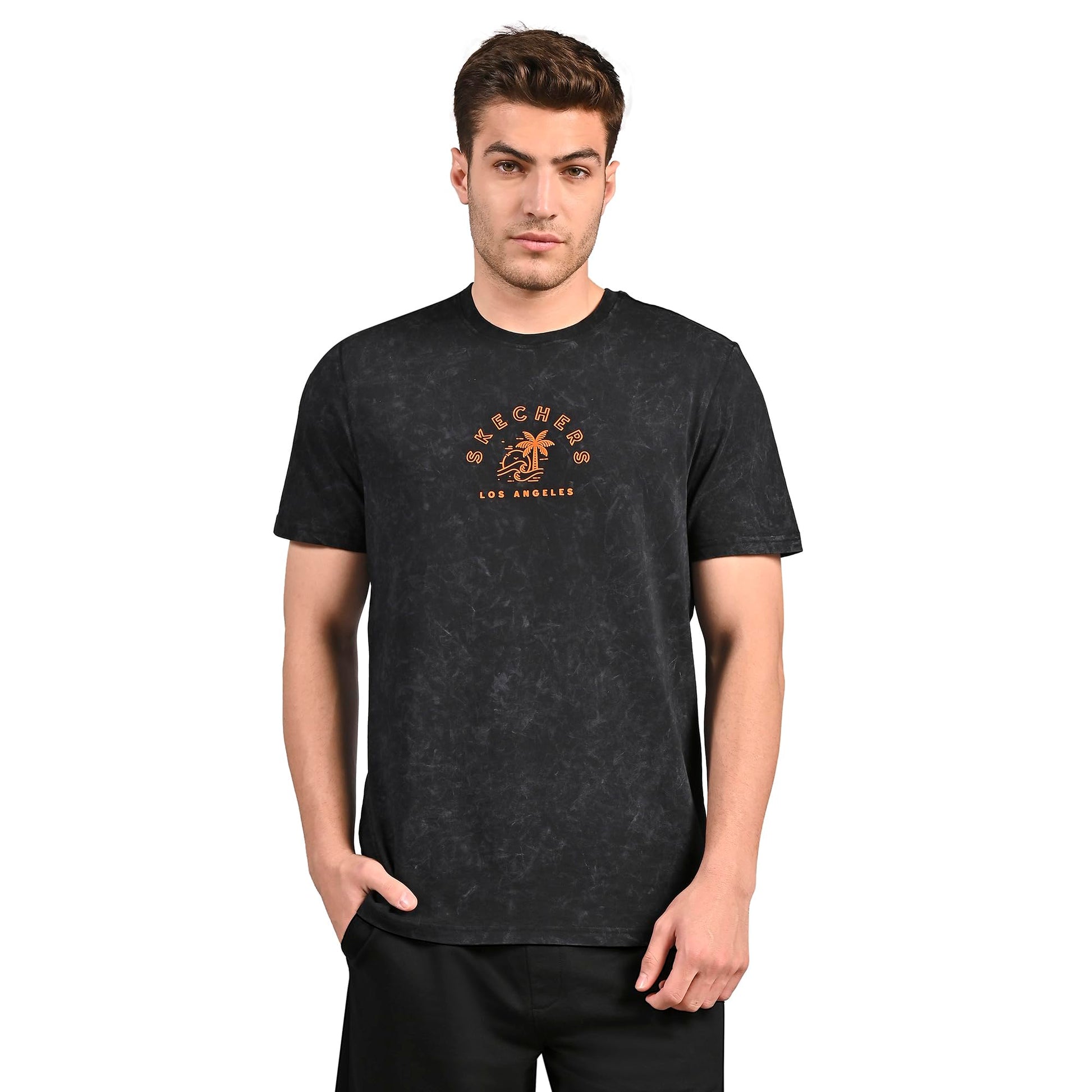 Skechers Men Acid Wash Graphic T-Shirt