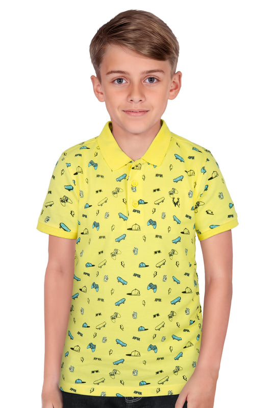 Allen Solly Boys Regular Fit Printed Casual Polo Neck Polo Shirt