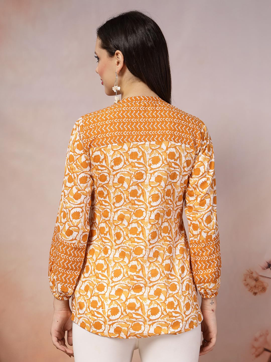 Stylum Womens Mustard Floral Printed Cotton Top