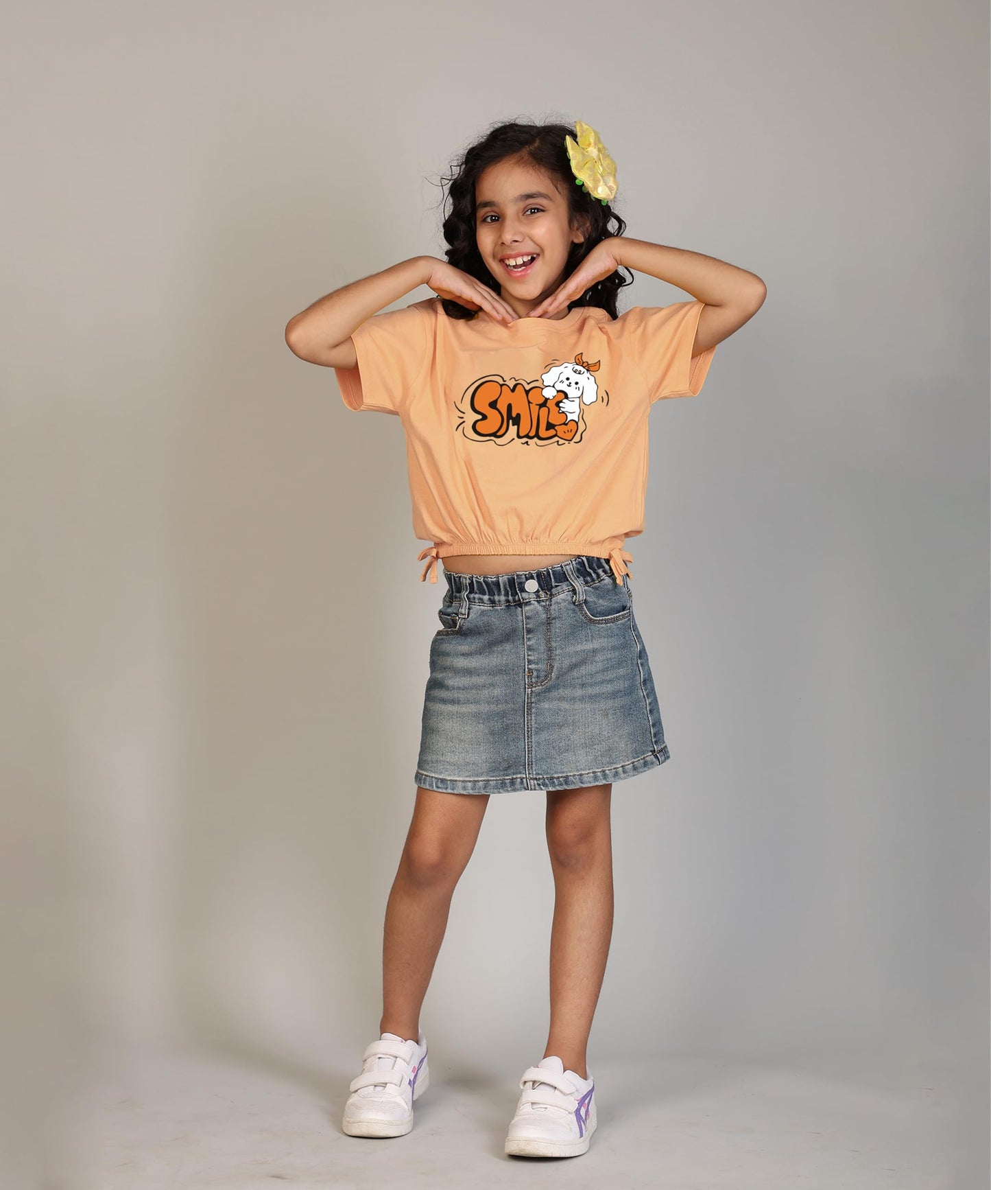 Kyda Kids 100% Cotton Crop Top For Girls - Printed Short Sleeve Stylish Tshirt, Regular Fit Tops For Girl - Pack Of 3
