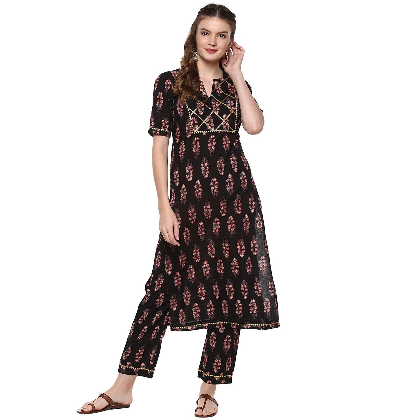 Idalia Printed Straight Cotton Kurta With Pant Set - Ethnic Kurta Set For Women, Great For Wedding & Festive Occasions, Calf Len