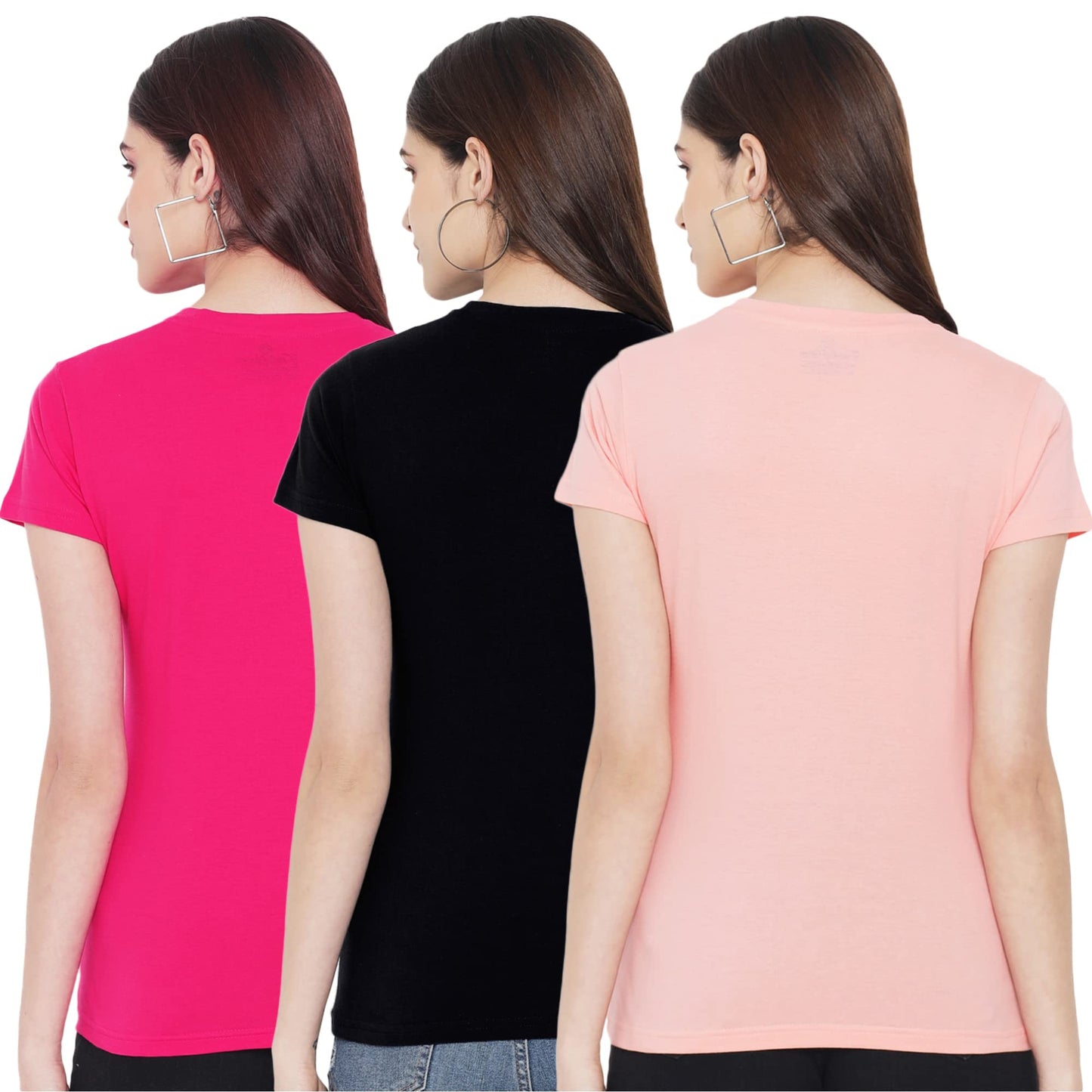 Preneum Womens Cotton Regular Fit Latest Graphic Stylish Printed Short Sleeves Casual T-Shirt || Trends & Stylish (Pack 3), Pea