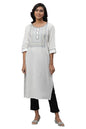 Aurelia Women's White Solid Cotton Blend Straight Kurta_23AUA14600-606601_XS