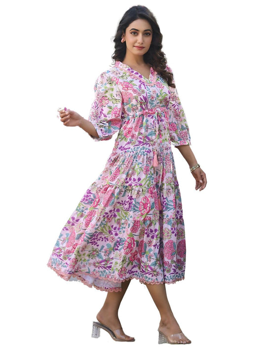 Greciilooks WomenS Rayon Casual Knee-Length Western Dress Pink