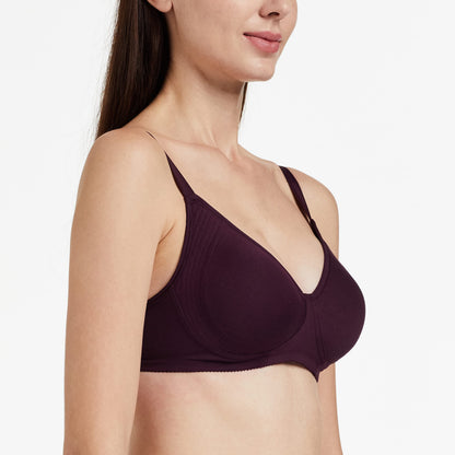 Enamor A042 Side Support Shaper Supima Cotton Everyday Bra - Non-Padded, Wirefree & High Coverage Purple