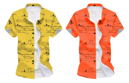 Kadiyu BoyS Lycra Blend Shirt With Half Sleeves Round Collar Neck Botton Down Closure Printed Pattern Relaxed Fit And Standard