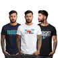 Peppyzone S to 5XL Stylish Printed Cotton Round Neck Tshirt for Men - 100% Cotton, Half Sleeve, Combo Pack of 3 T Shirts for Men