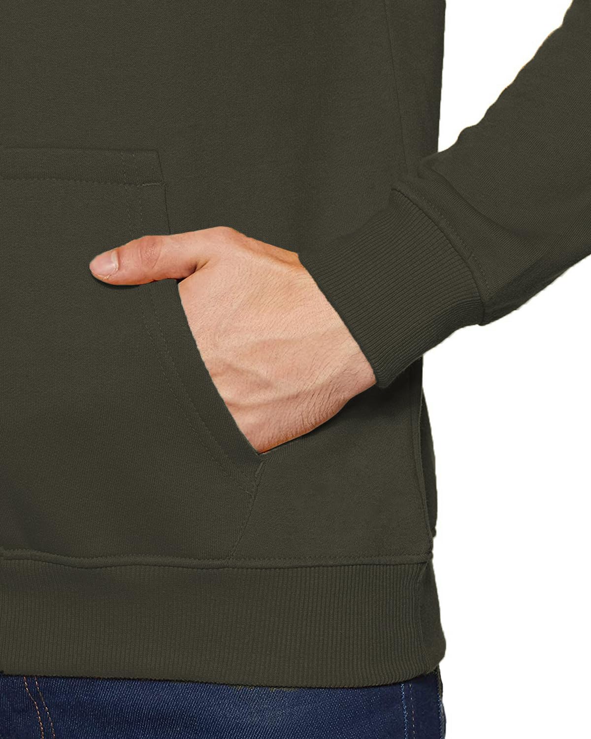 ADRO Men's Cotton Hooded Hoodie (H20-M-DBA-OL_Olive)