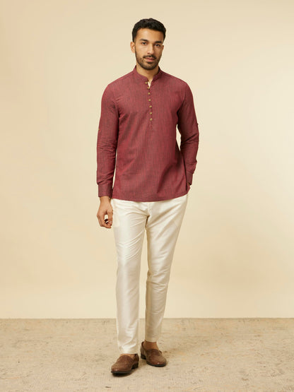 Manyavar MenS Short Kurta, Mandarin Collar Full Sleeves Ethnic Waist Length Kurta, Blended Viscose Printed Kurta For Festival,