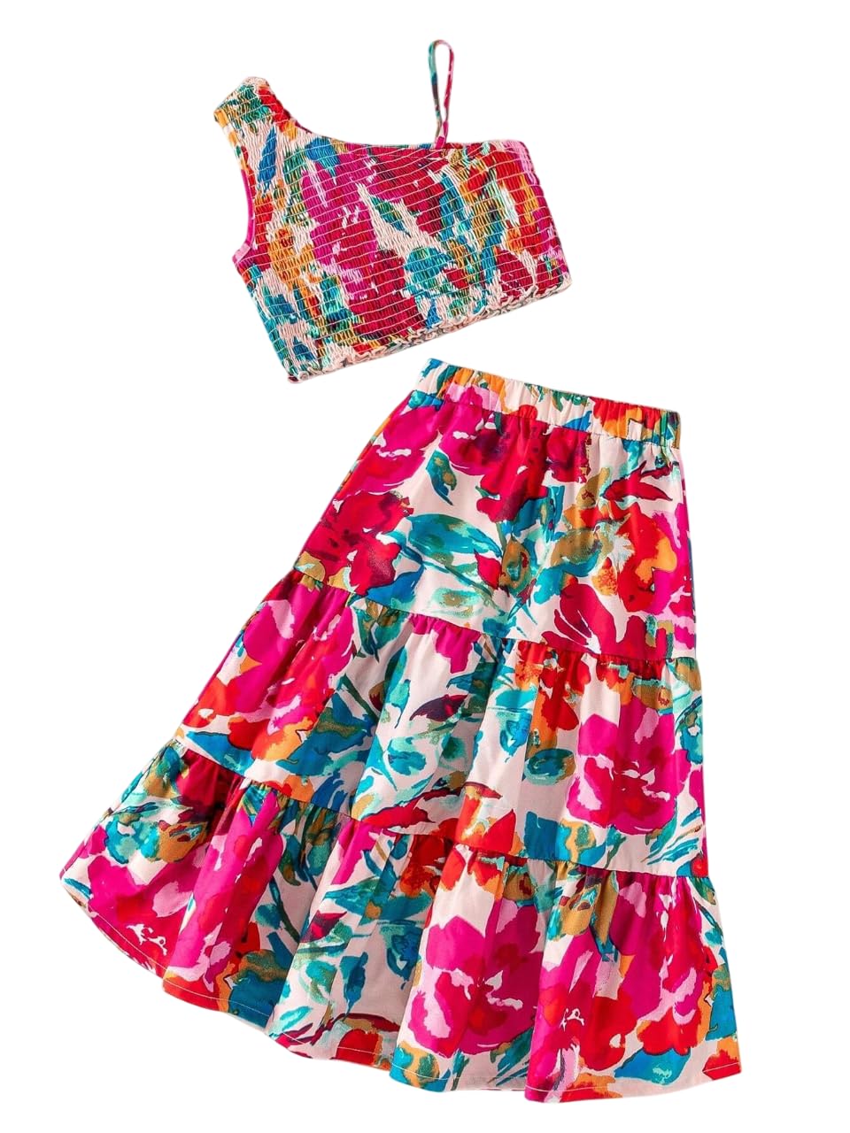 TAGAS Girls Flower Print Top & Skirt || fancy dress for girls || party dress for girls