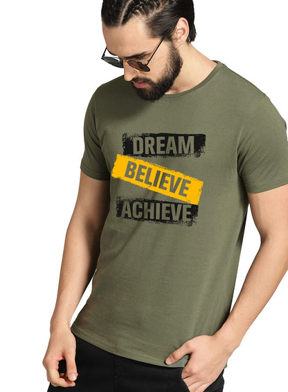 ADRO Mens Dream Believe Achieve Printed T-Shirt (R22-M-DBA-OL_Olive)
