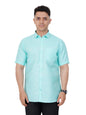 PRAKASAM COTTON Mens Self Design Cotton Half Sleeve Shirt for Mens/Formal Linen Cotton Shirt for Mens/Regular Fit Cotton Shirt f