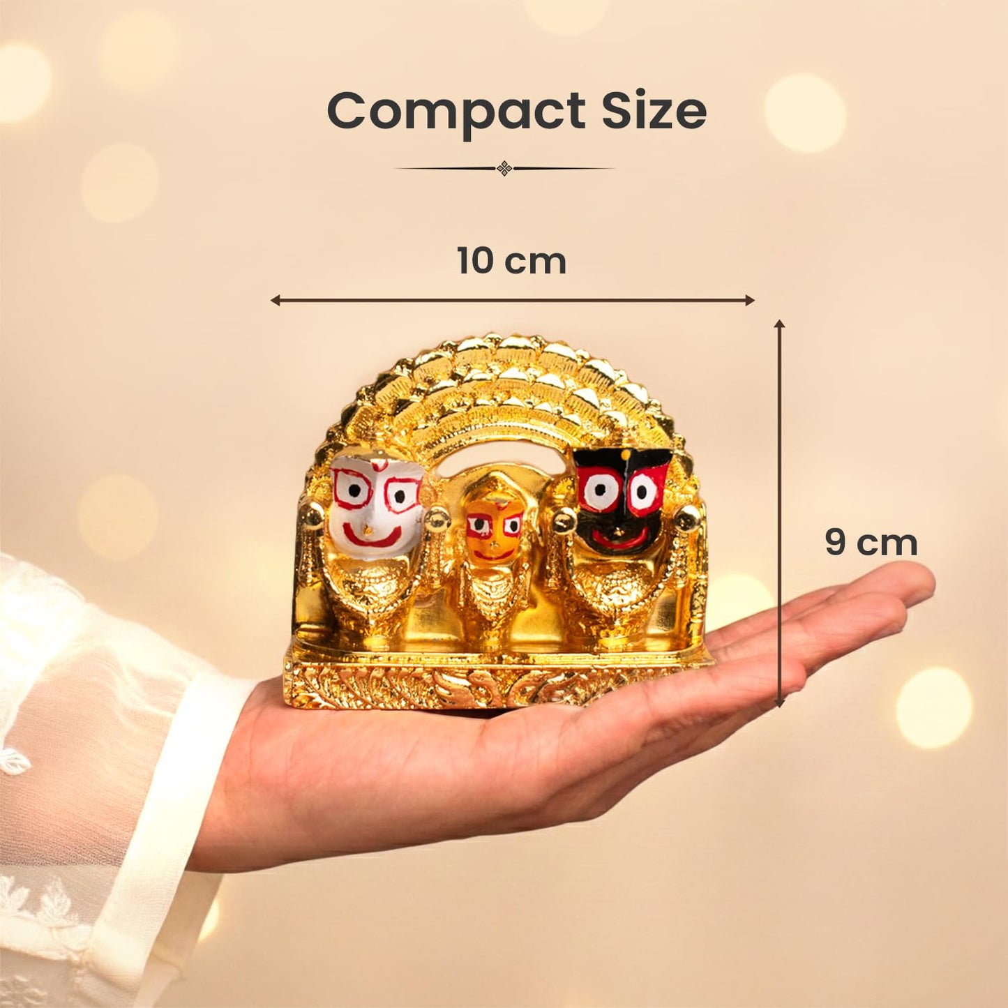Astrotalk Shri Jagannath Idol (4x3.5 Inch) | Gold Plated Trio Murti | for Protection & Positivity | Car Dashboard God Idol | Home Decor for Living Room & Office | Gift for Man & Woman