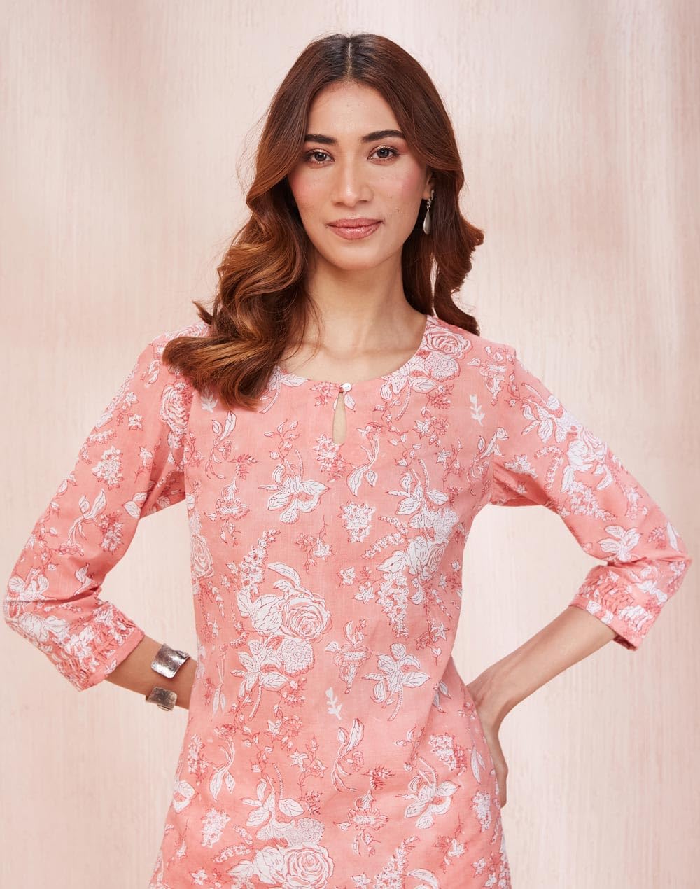 Fabindia WomenS Cotton Printed Slim Kurta (1037318Pink_Pink