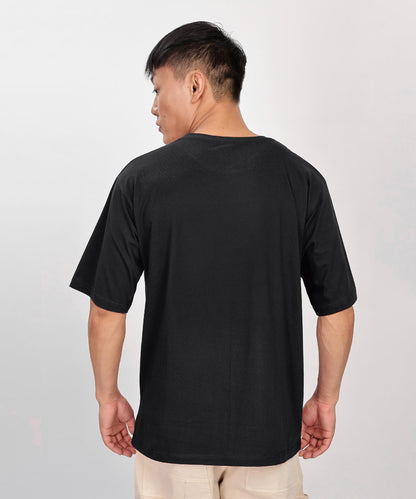 SHODOX Mens 100% Cotton Relaxed Fit Half Sleeve Tshirt for Men Drop Shoulder Front and Back Solid Round Neck T-Shirts (Pack of 1