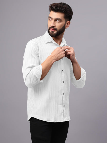 Finivo Fashion MenS Casual Button Down Shirts Long Sleeve Linen Shirt Fashion Textured Beach Summer Shirts White