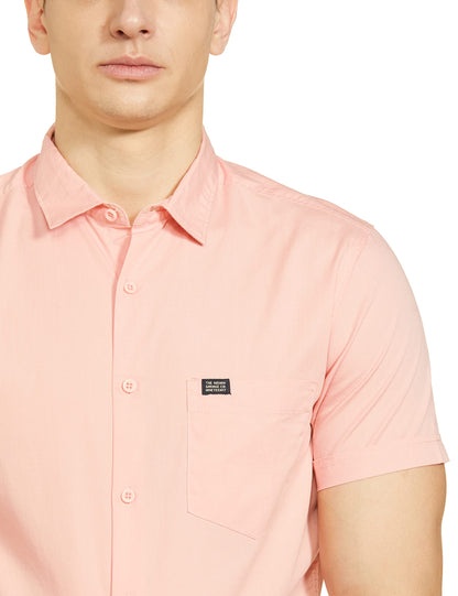 The Indian Garage Co Men Pink Placement Printed Slim Fit Cotton Casual Shirt
