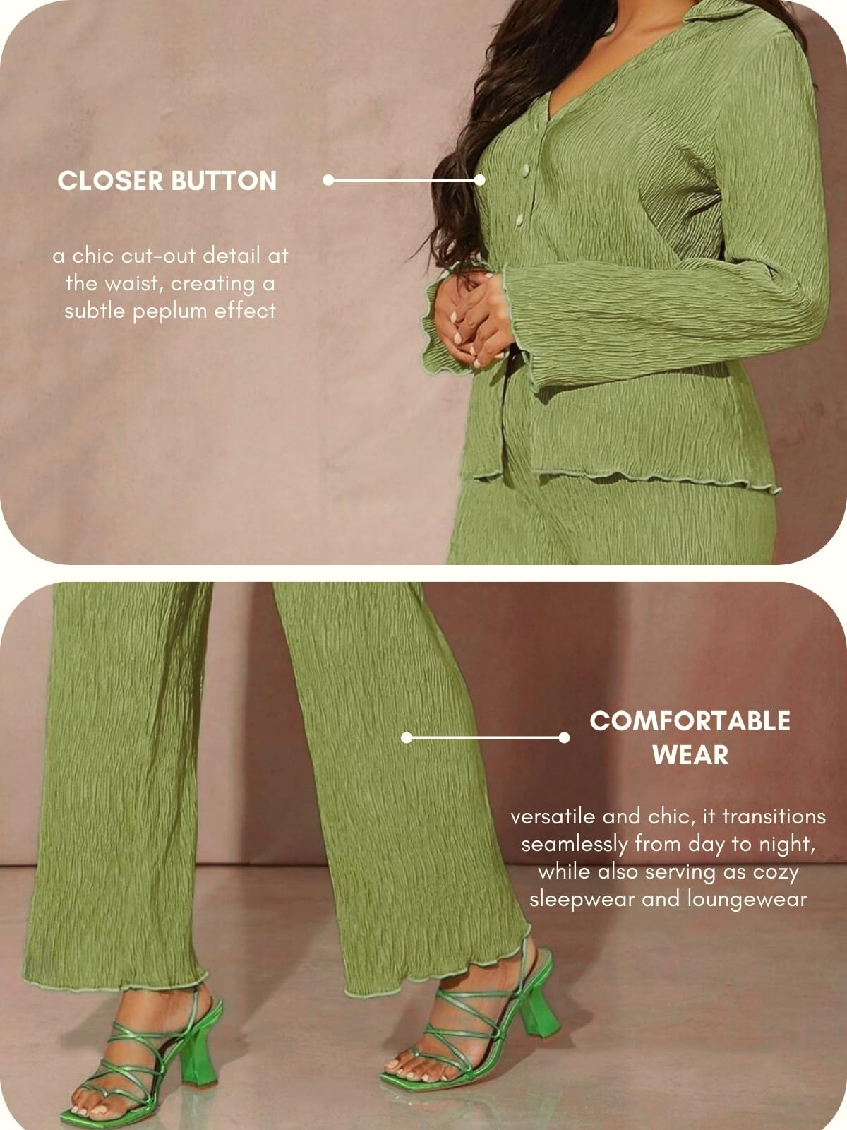 GRECIILOOKS Co Ord Set for Women | Co Ord Set for Women Stylish | Textured Co Ord Set for Women | Travel Co Ord Set for Women |