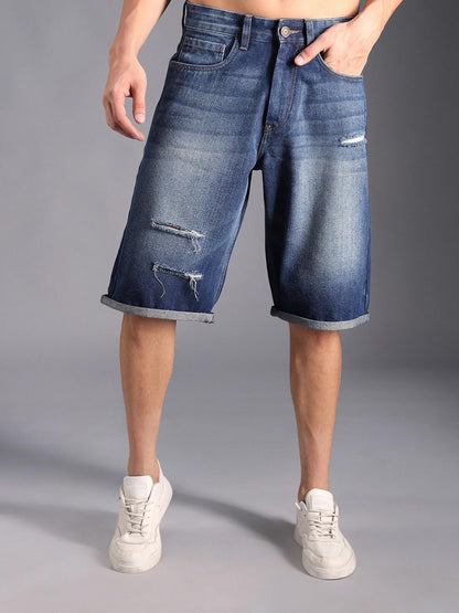 High Star MenS Regular Shorts (Hsmdts2401_Ig4_Blue_B
