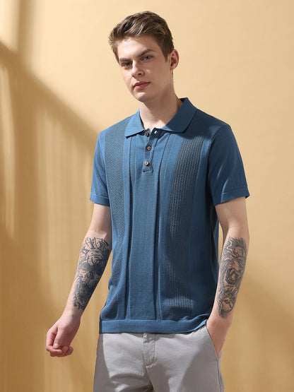 Dennis Lingo Men Regular Fit Blue Half Sleeves Cotton T-Shirts
