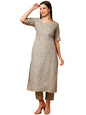 GoSriKi Women's Cotton Blend Printed Straight Kurta with Pant (BATAKLI-Pista-NW-GS)