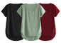 Fabricorn Combo Of Three Plain Maroon, Black And Sage Green V-Neck Up And Down Cotton Tshirt For Women (Maroon, Black, Sage Gree