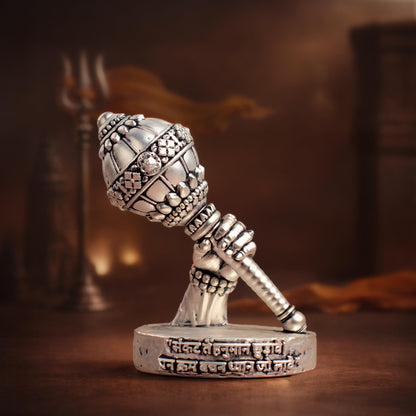 Astrotalk Shri Hanuman Gada Idol (2.7x4) Inch | 999 Silver Finish | Hanuman Chalisa Chaupai Engraved for Strength, Courage & Protection | Home Decor & Car Dashboard God Idol | Gift for Man & Woman