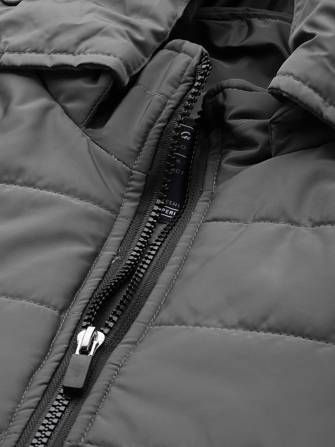 The Indian Garage Co Men Grey Slim Fit Solid Puffer Jacket