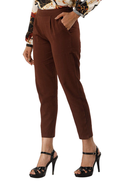 Digital Shopee Women Cotton Trouser Pant | Regular Fit Casual Trouser For Girls And Womens Brown|5Xl