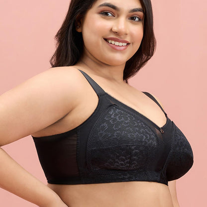 Nykd (Nyb033 Nylon Blend Non Padded & Non Wired Laced Bra For Women | Full Coverage Bra With Ultimate No Bulge, High Support & S