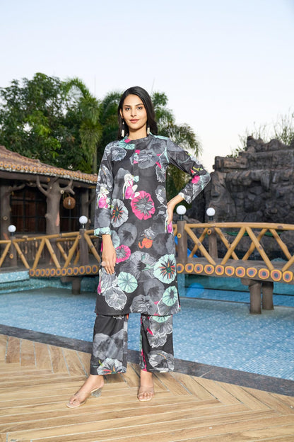 ANNI DESIGNER Women's Rayon Blend Short Length Printed Co-Ord Set