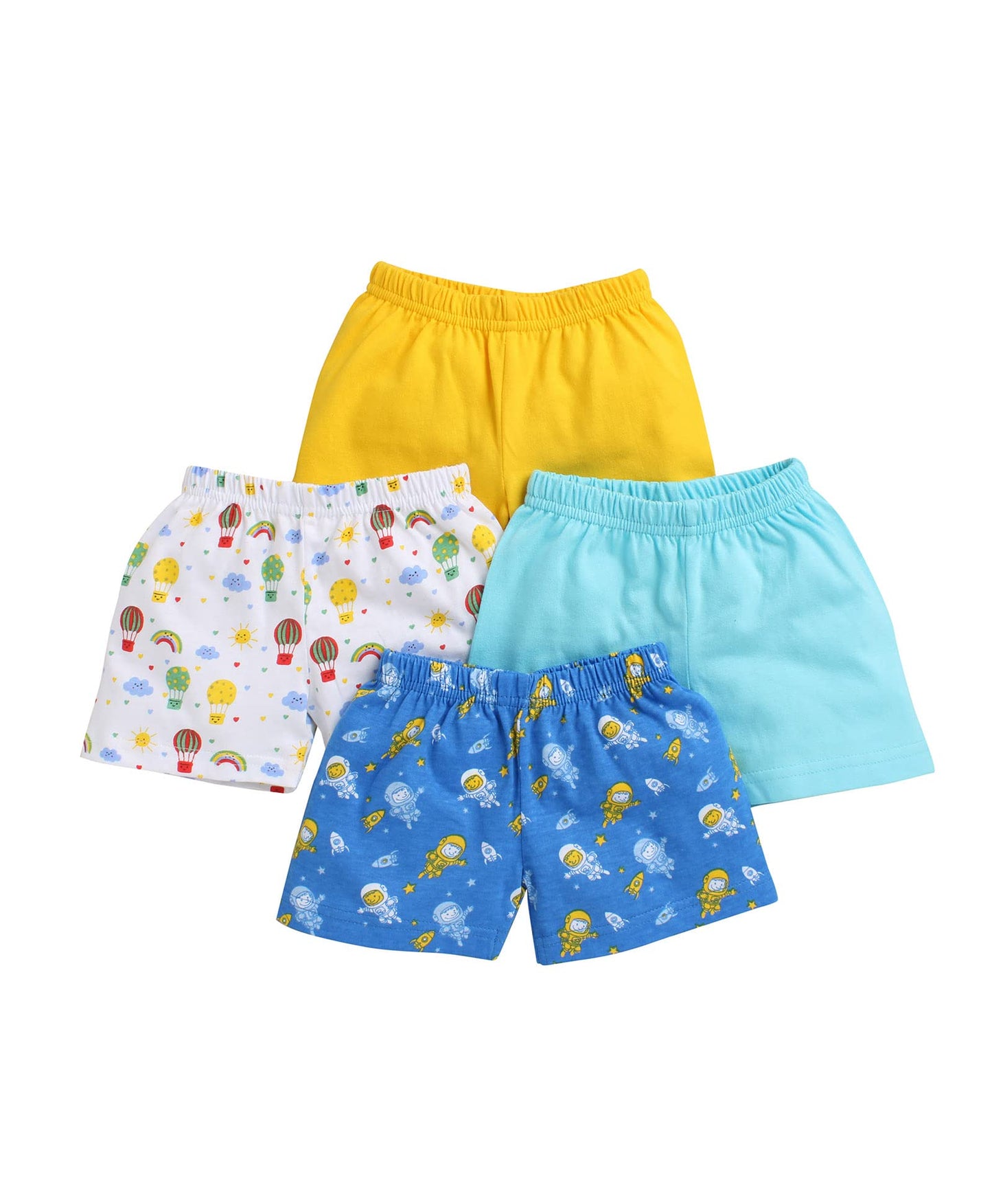 Bumzee Blue & Yellow Printed Boys Shorts Pack Of 4 Age - 4-5 Years