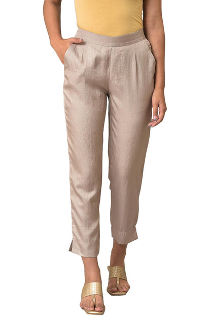 Aurelia Gold Solid Parallels Ethnic Bottomwear for Women