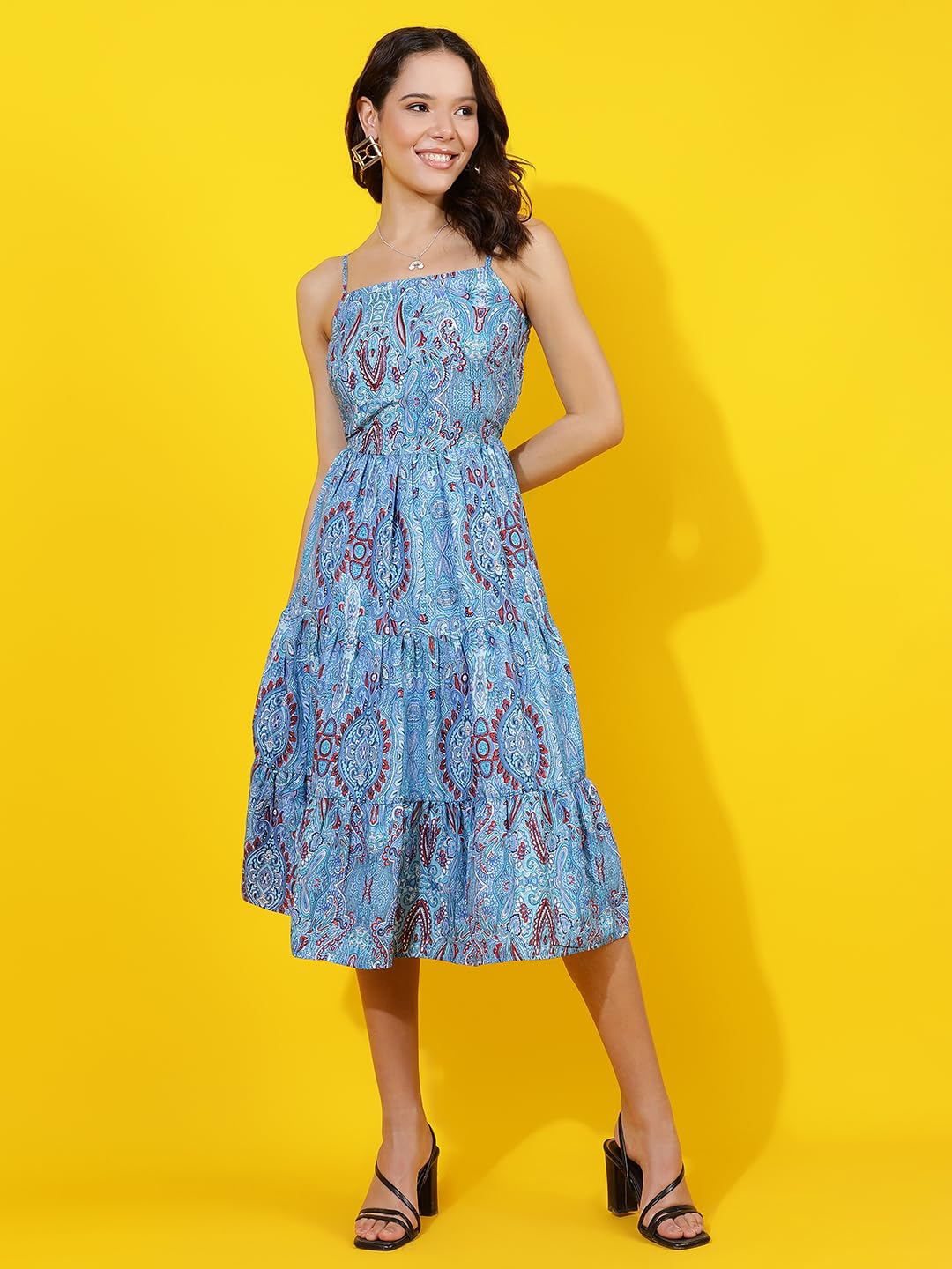 Kotty WomenS Printed Fit And Flare Dress(Multicolored,M)