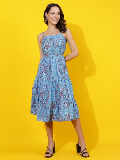Kotty WomenS Printed Fit And Flare Dress(Multicolored,M)