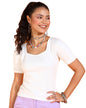 POPWINGS Casual Solid Square-Neck Short Sleeves Tops for Women || Latest Stylish Western Summer Wear Top for Women || Trendy Wom