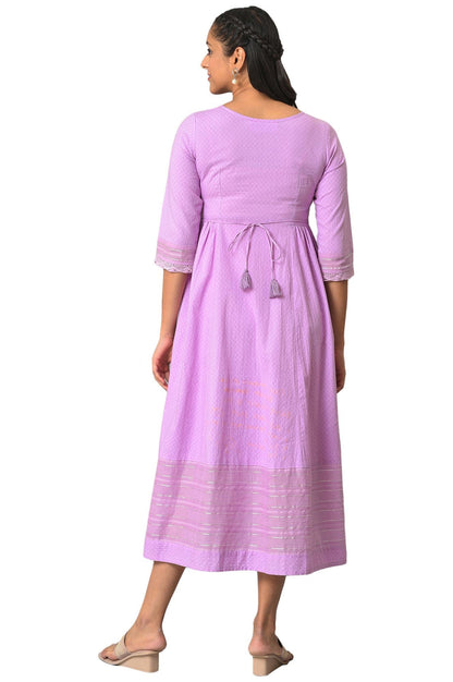 Aurelia WomenS Cotton Fit And Flare Midi Dress (23Fea13854-605535_Purple