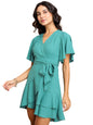 Ketch WomenS Cotton Blend Wrap Dress Knee-Length Khj6000480_Sea Green