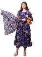 Gosriki WomenS Georgette Anarkali Printed Kurta With Pant & Dupatta (Atasi Blue-Nw02-Gs_L_Blue_Large)
