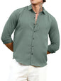 Finivo Fashion MenS Striped Cotton Casual Button Down Shirts Long Sleeve Textured Summer Beach Shirt For Men Green