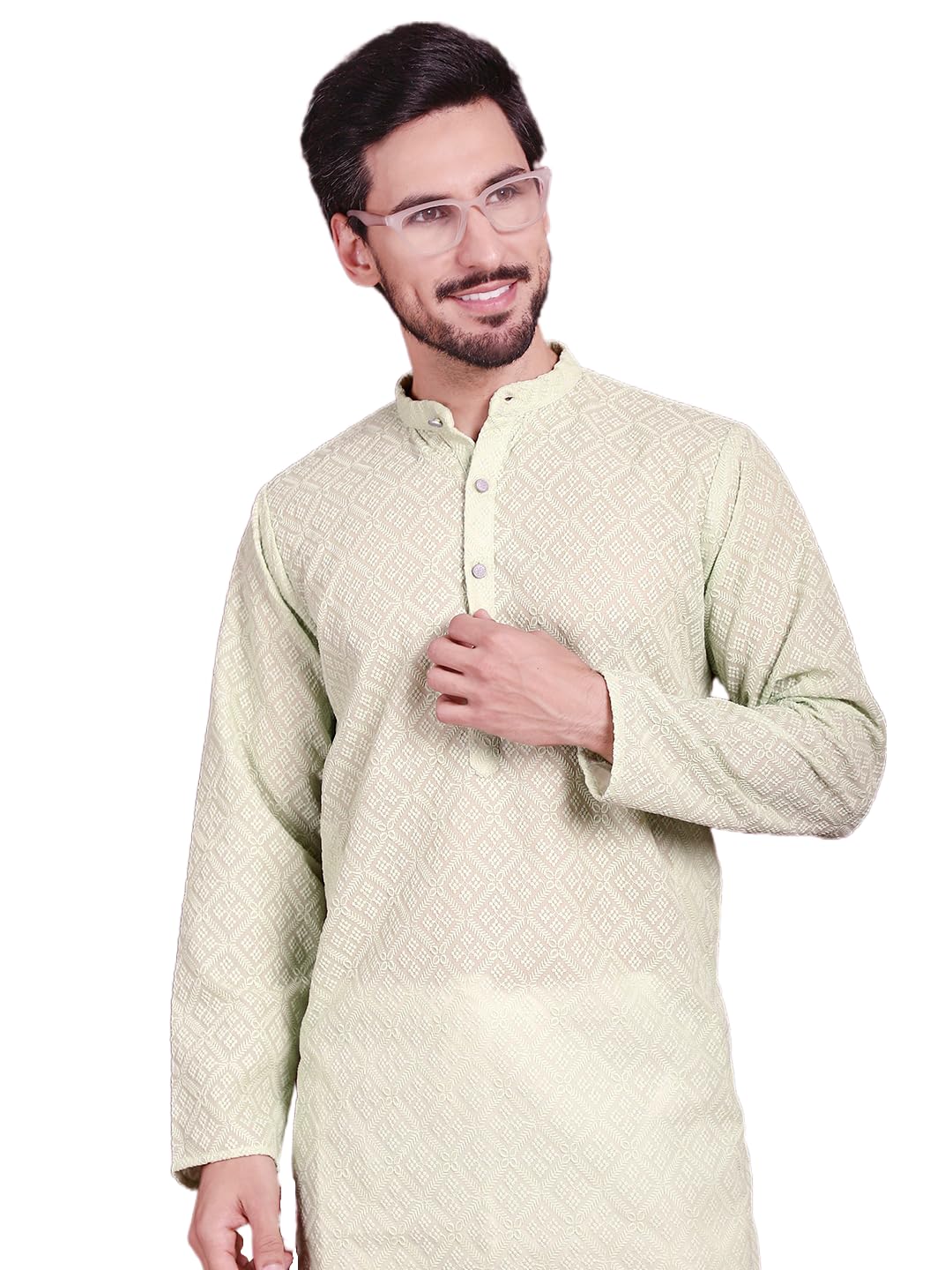 Jompers Mens Chikankari Embroider Kurta