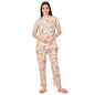 Sweet Dreams Women Printed Pyjama Set Cream